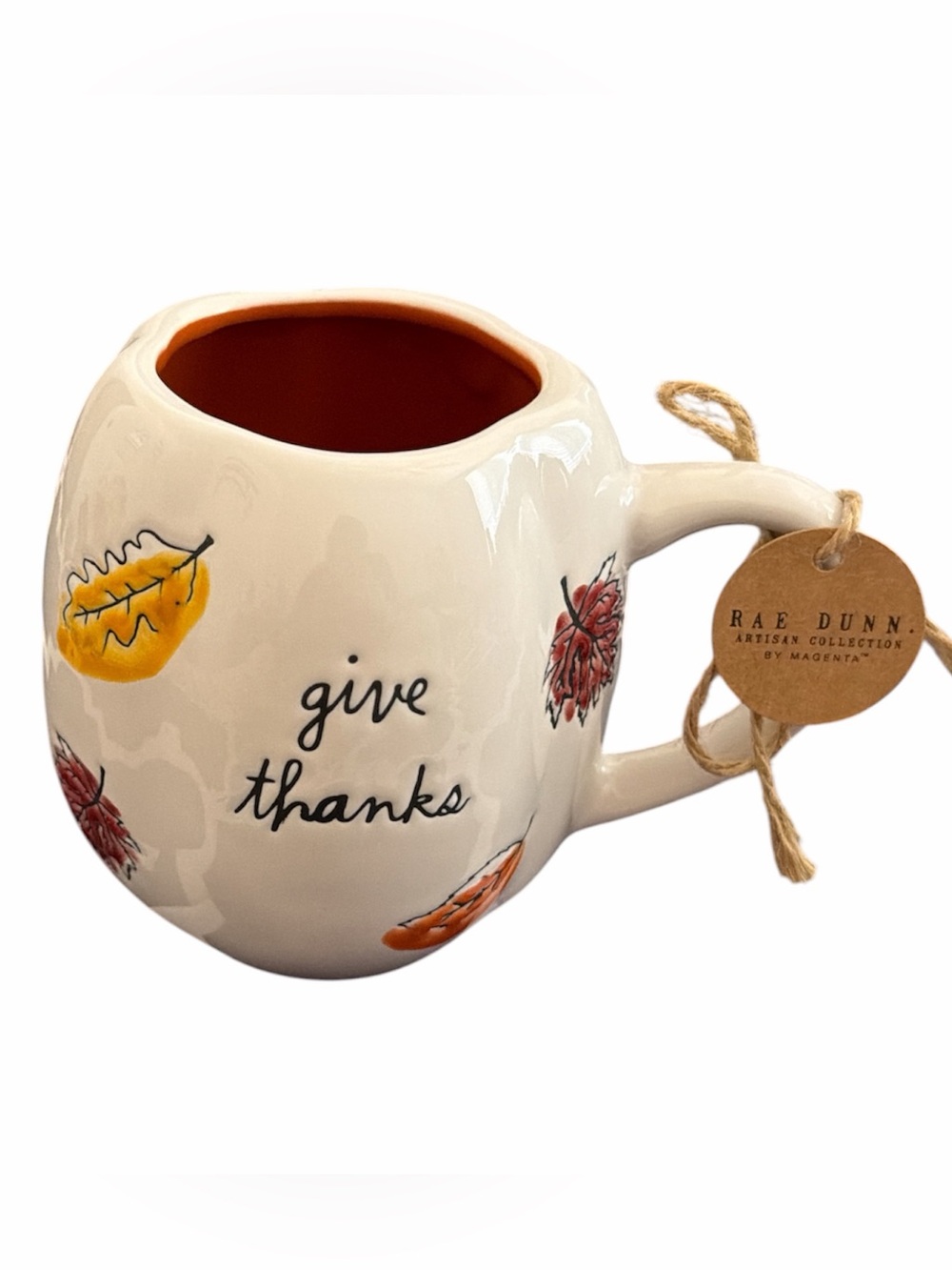 Rae Dunn "Give Thanks" Ceramic Mug with Autumn Leaf Design - NWT